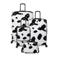 IT Luggage Indulging II - Cabin With Pocket (Moo Cow Print) -IT Luggage Store 33198 UK16 3039A08Moocowblack whiterepeatprintSSFrontpaneldirectlyset4 be10f96b 2812 403c 82ad b118fc10a7c0