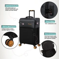 Duo-Tone - Medium (Pewter & Black) -IT Luggage Store Duo Tone Med Black Infographic