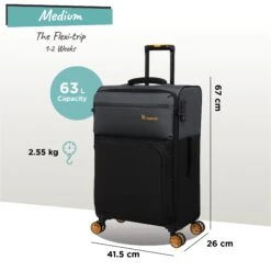Duo-Tone - Medium (Pewter & Black) -IT Luggage Store Duo Tone Med Black dims weights