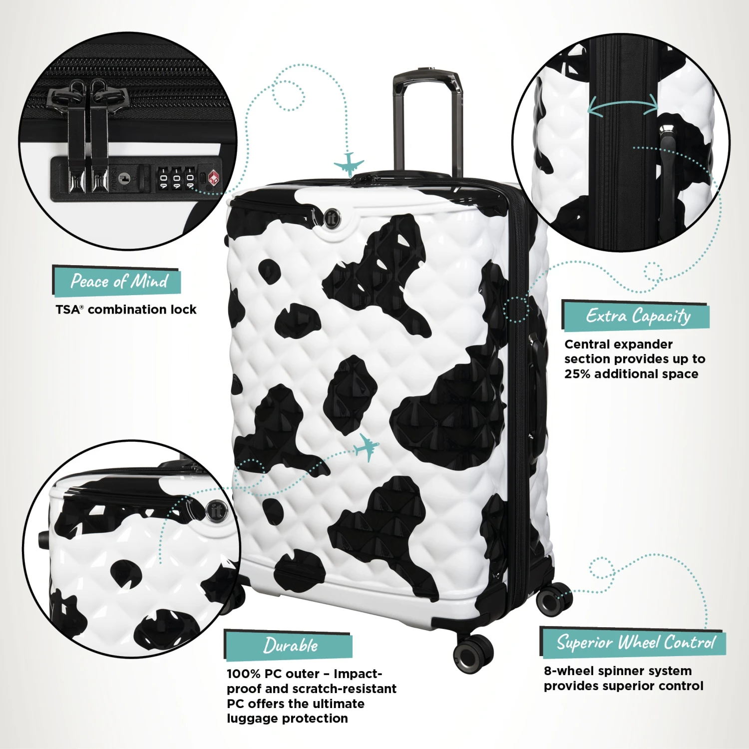 IT Luggage Indulging - 4pc Set (Moo Cow Print) 6 IT Luggage Indulging - 4pc Set (Moo Cow Print) - Image 4