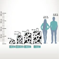IT Luggage Indulging II - Cabin With Pocket (Moo Cow Print) -IT Luggage Store Indulging Moo Relative Size pocket
