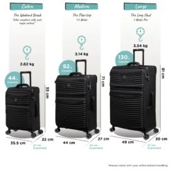 IT Luggage Precursor - Medium Plus (Black) -IT Luggage Store Precursor set black dims weights 8805351a c748 4195 b0b9 d2fa177ddca8