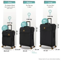 Simultaneous - Medium (Black) -IT Luggage Store Simultaneous Set Blk dims weights 7e46d8d0 80a8 42ac 9566 45a0e3856b0a