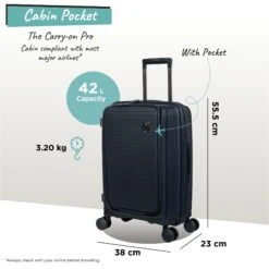 IT Luggage Spontaneous II - Cabin With Pocket (Blueberry) -IT Luggage Store Spontaneous Cabin Pocket blueberry dims weights