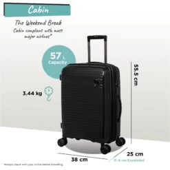 IT Luggage Spontaneous - Cabin (Black) 25 IT Luggage Spontaneous - Cabin (Black) -IT Luggage Store Spontaneous Cabin blk dims weights