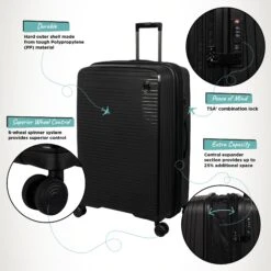 IT Luggage Spontaneous - 3pc Set (Black) 17 IT Luggage Spontaneous - 3pc Set (Black) -IT Luggage Store Spontaneous Large Blk Infographic