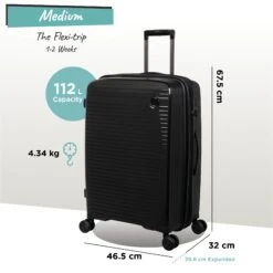 IT Luggage Spontaneous - Medium Plus (Black) 21 IT Luggage Spontaneous - Medium Plus (Black) -IT Luggage Store Spontaneous Med blk dims weights