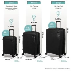 IT Luggage Spontaneous - Cabin (Black) 26 IT Luggage Spontaneous - Cabin (Black) -IT Luggage Store Spontaneous Set blk dims weights 40013629 2ec6 4853 8376 955779888cdc