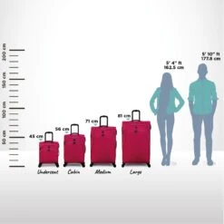 IT Luggage Trinary - 4pc Set (Viva Magenta) -IT Luggage Store Trinary Relative Size Viva Magenta