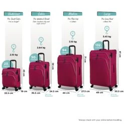 IT Luggage Trinary - Cabin (Viva Magenta) -IT Luggage Store Trinary set magenta dims weights a1292531 9bc3 4a18 885a 0625ee303df7