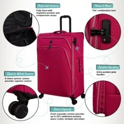 IT Luggage Trinary - 4pc Set (Viva Magenta) -IT Luggage Store Website Infographic Trinary Large Magenta