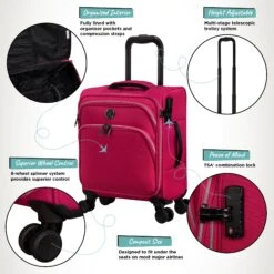 IT Luggage Trinary - Underseat (Viva Magenta) -IT Luggage Store Website Infographic Trinary underseat Magenta